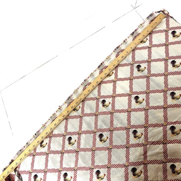 Fabric Mill Creek Embroidered Rooster Gingham Trellis Multiuse Remnant NWOT - Picture 5 of 9